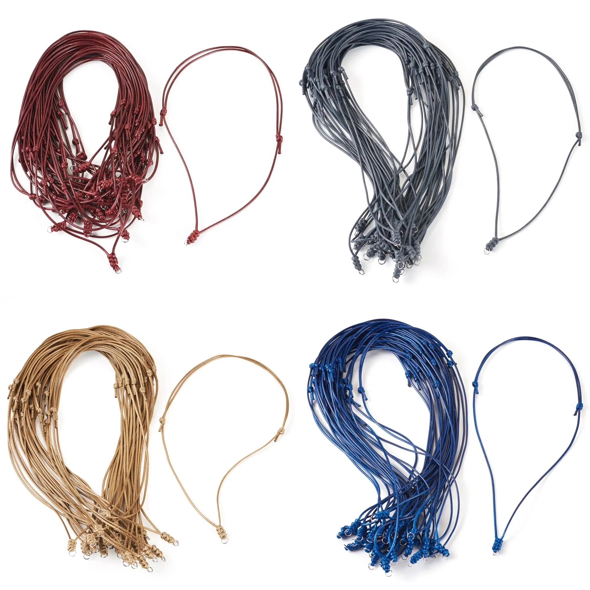 30Pcs Adjustable Korean Waxed Polyester Braided Necklace Cord 32-64cm Sliding Knot Polyester Cord For Jewelry Making Findings