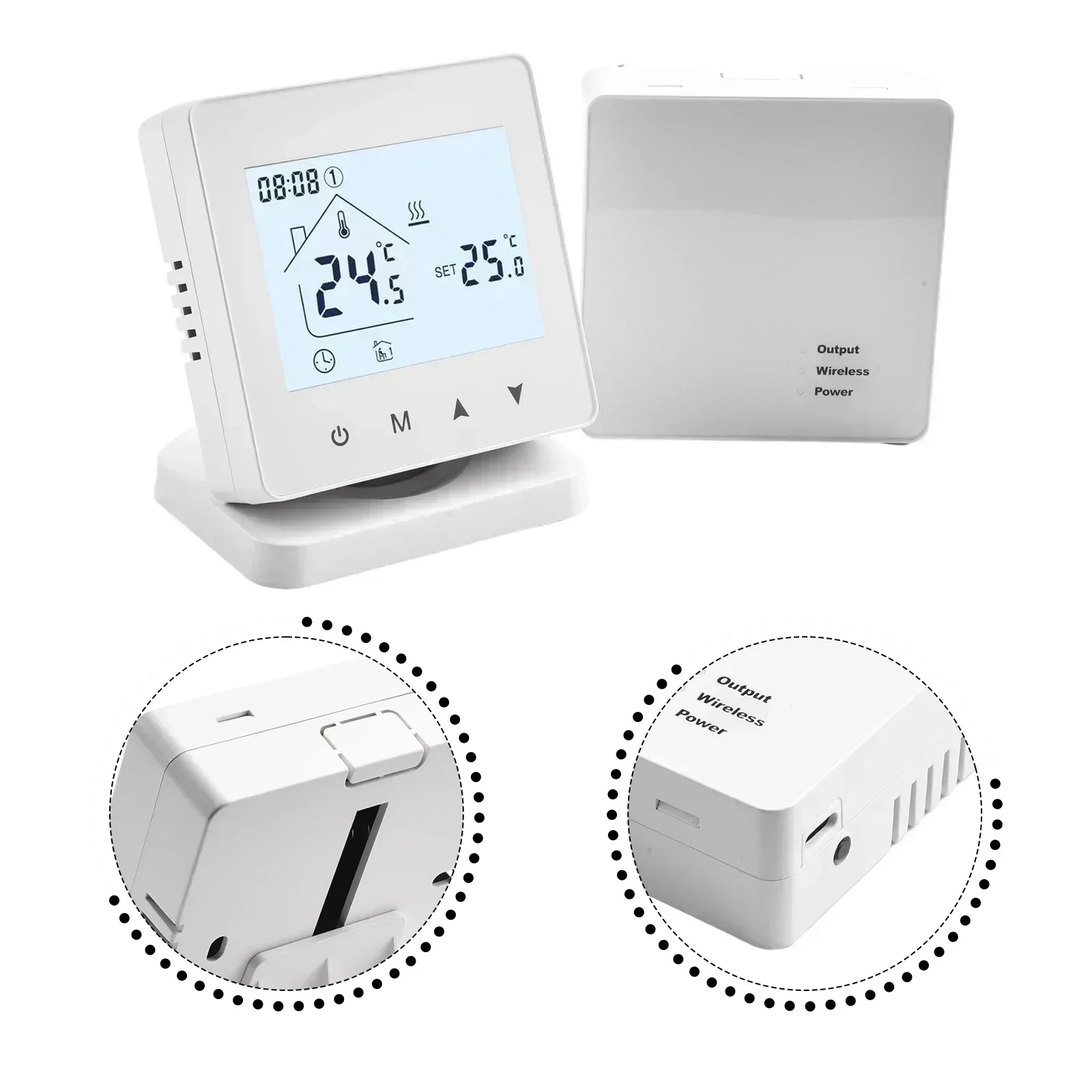 Smart WIFI Wireless Thermostat Water Heating Wall-Mounted Boiler Thermostat Temperature Controller Receiver White