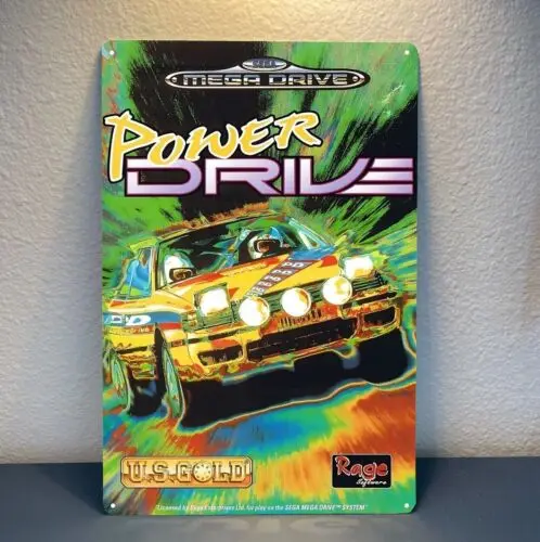 Y1,Power Drive Mega Retro Video Game Metal Poster Tin Sign 20*30cm