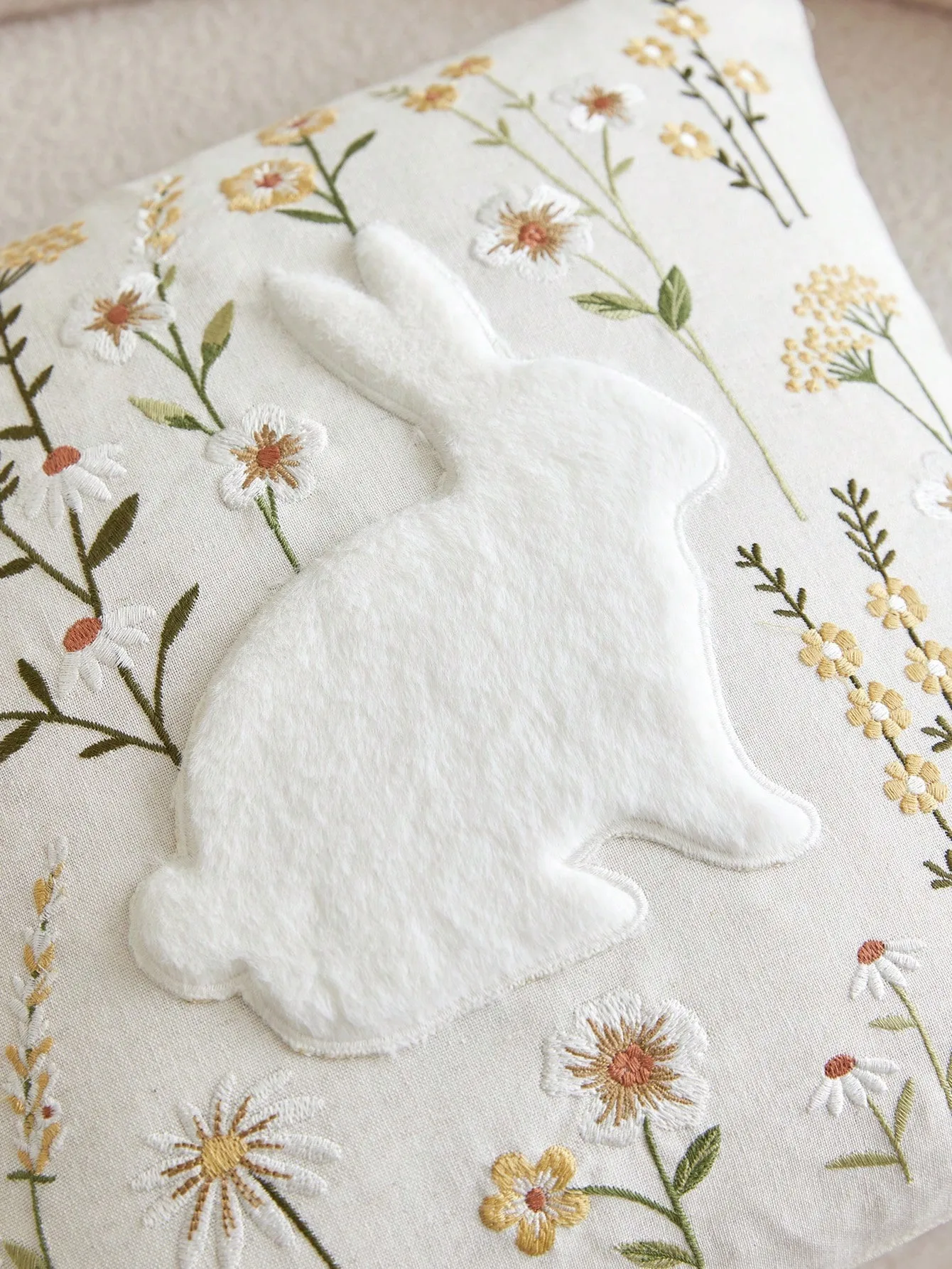 1 Bunny Floral Pillow Cover Double Sided 2D Print Soft Stylish Pillow Cover Bedroom Living Room Sofa Spring Vibe Accessory Gift