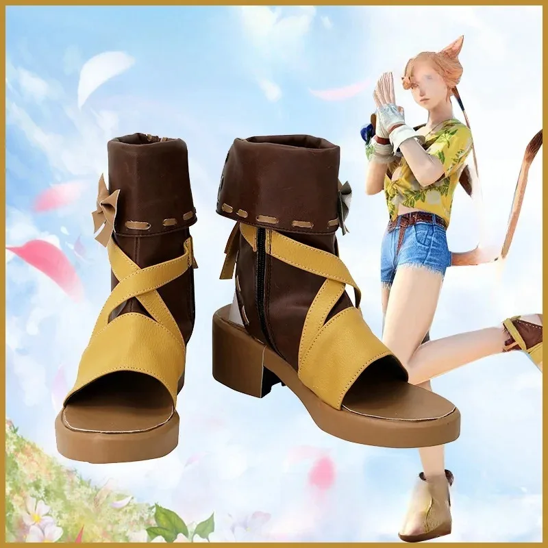 sandales-artisanales-de-jeu-final-fantasy-xiv-chaussures-de-cosplay-bottes-personnalisees-accessoire-d'halloween-personnalise