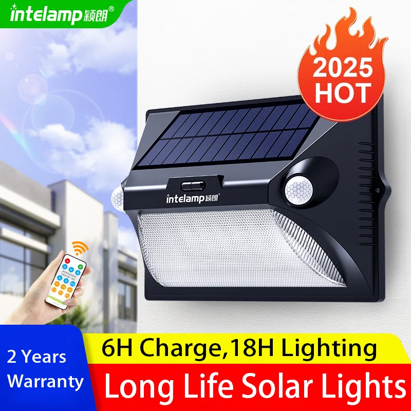 

2025 New 600LM Solar Led Light Sunlight Outdoor Powerful Outdoor Motion Sensor Solar Lamp Garage Garden Patio Yard Wall Lamp