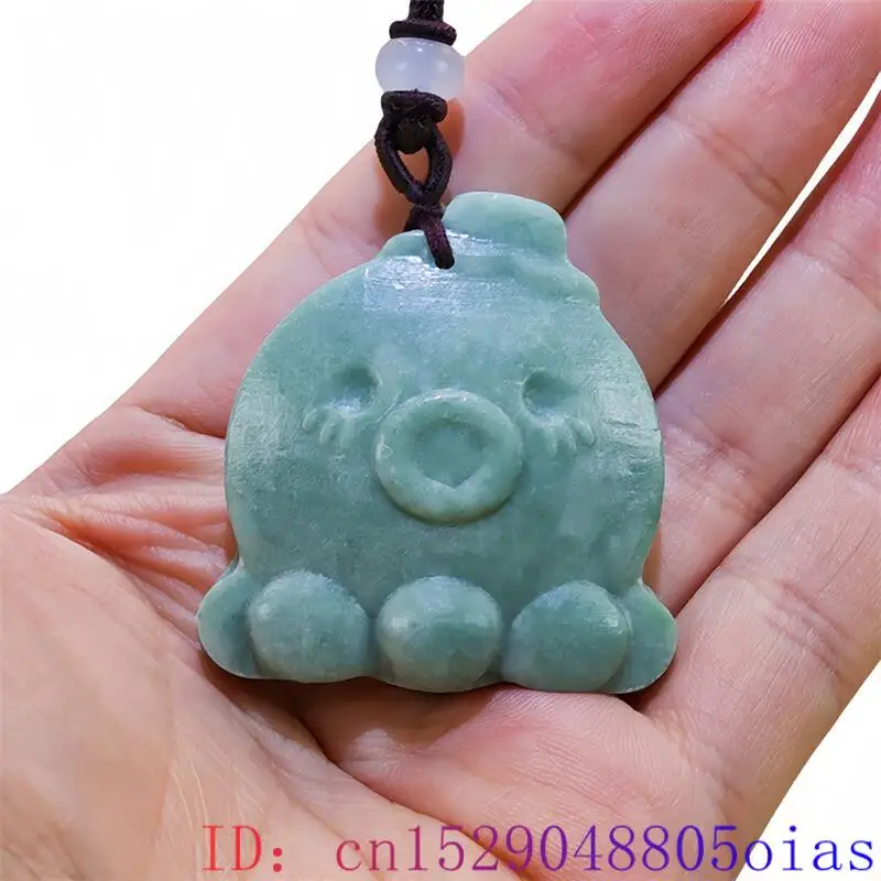 Natuurlijke Echte Jade Octopus Hanger Ketting Vintage Edelstenen Gesneden Sieraden Amulet Cadeau Talismannen Accessoires Luxe Mode