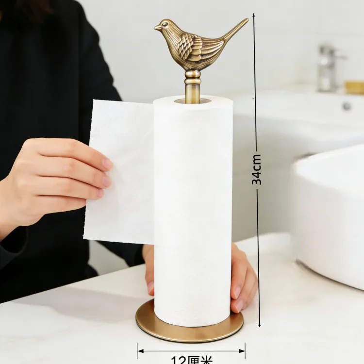 HYS bird tissue clip storage reel rack light luxury retro home kitchen plastic wrap vertical storage rack