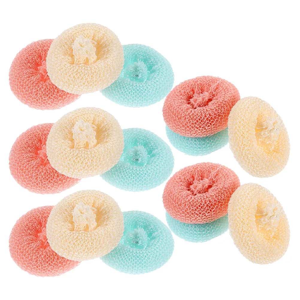 15Pcs Bamboo Fiber Dish Scrubbers Colorful Nonscratch Scouring Pads for Kitchen Utensils Cookware Dishwashing Cleaning
