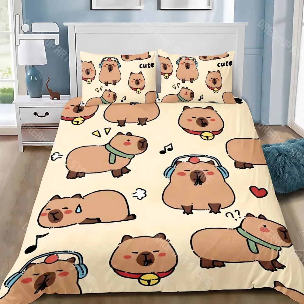 3D Printed Capybara Bedding Set for Boys Girls Duvet Cover And Pillowcase Included Twin Queen King Full Single Double Sizes