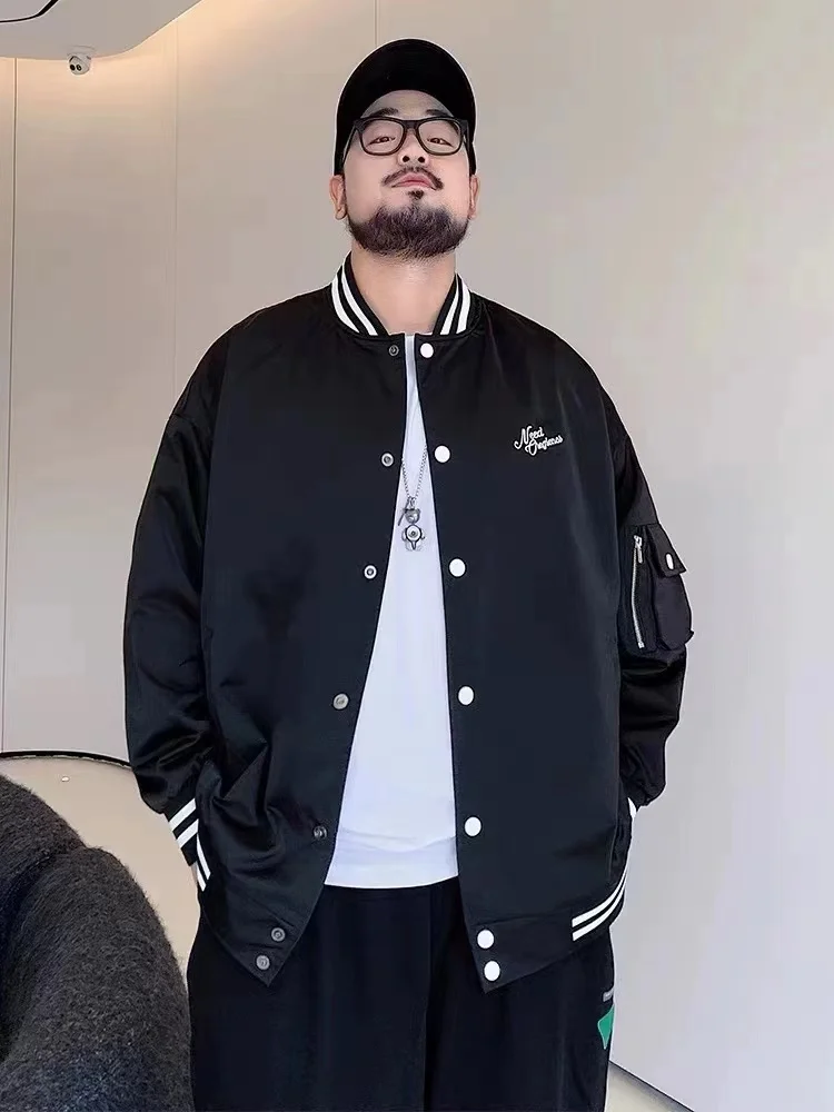 

Мужская бейсбольная куртка больших размеров с вышивкой букв, свободная посадка, весенняя модная мужская верхняя одежда, ветрозащитное полиэфирное волокно 00%