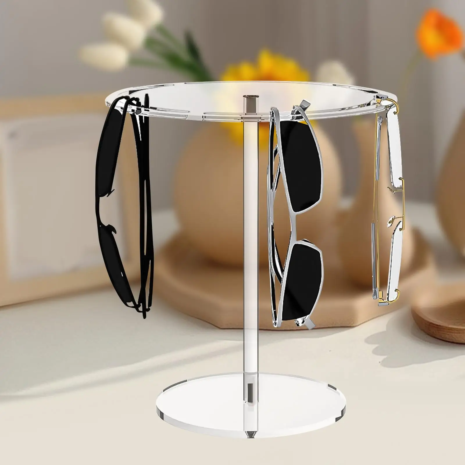 Glasses Display Stand Accommodate 9 Pairs of Glasses Circular Transparent Eyeglasses Storage Sunglasses Rack Sunglasses Holder