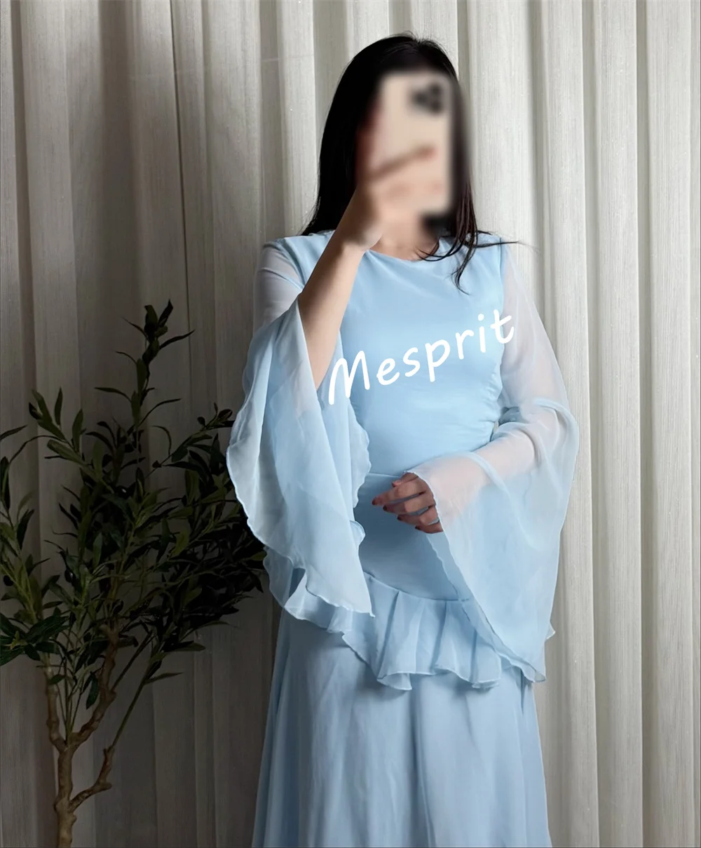 تخصيص الشيفون Ruched الدانتيل متابعة س الرقبة ألف خط فساتين طويلة مناسبة مخصصة أنيقة حزب ثوب مسائي بسيط #3