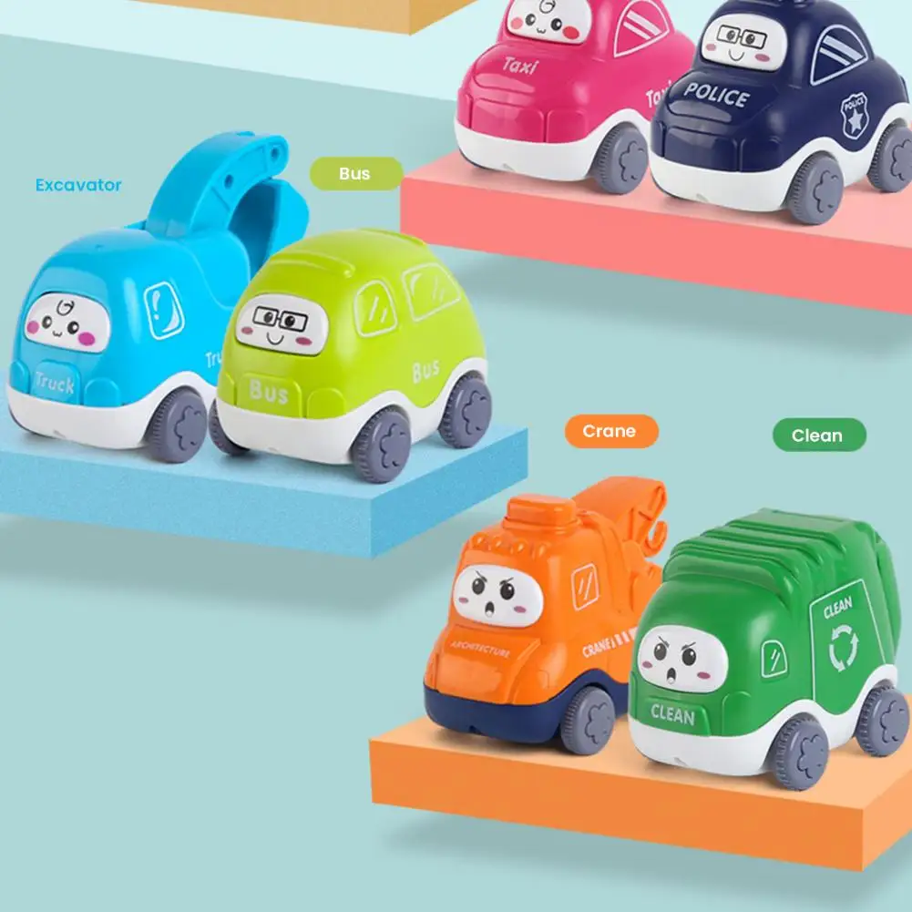 Material Sicherheit Nette Pull Zurück Engineering Auto Modell Spielzeug Batterie-Freies Engineering Auto Spielzeug Cartoon Taxi Jungen Mädchen Geschenk