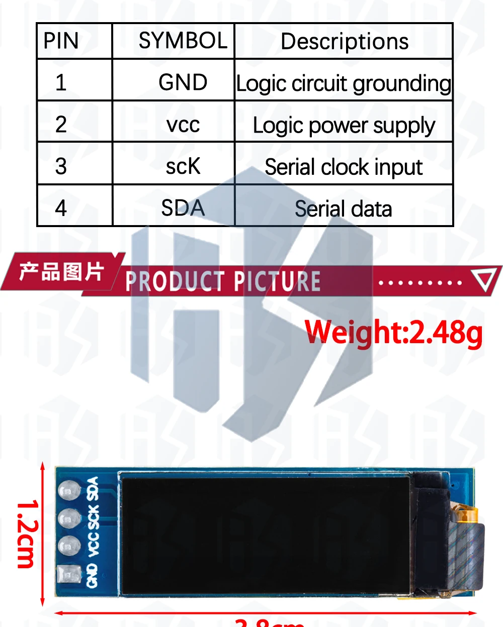 1~10PCS 0,91 Zoll OLED-Modul 0,91' Weiß Blau Gelb OLED 128X32 OLED LCD LED-Anzeigemodul 0,91' IIC-Kommunikation EGBO – Detail 4