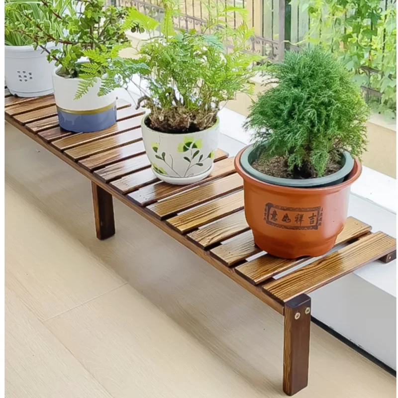 Simple Modern Plant Stand Windowsill Expanded Plant Rack, Solid Wood Floor Flower Pot Support, Stable Load-Bearing Indoor Garden