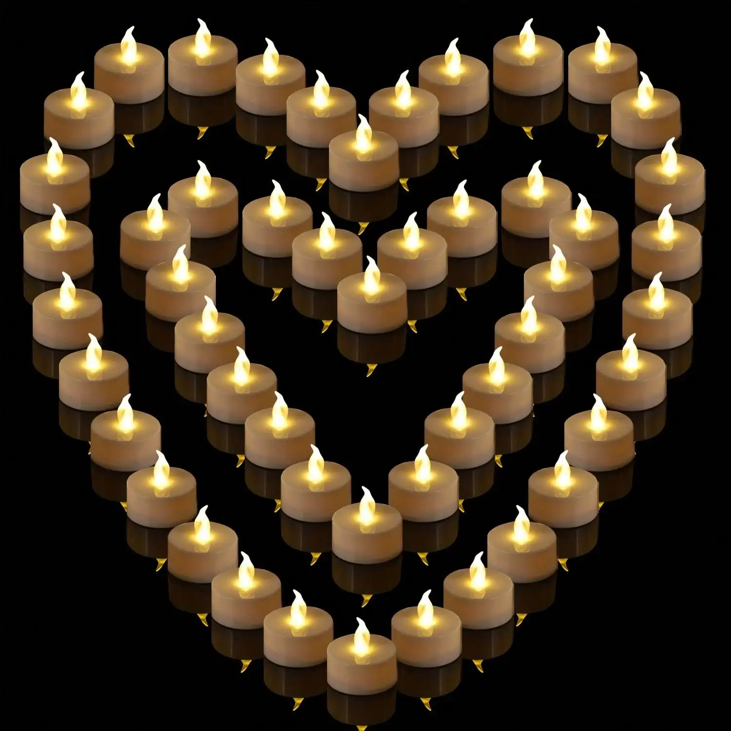 100 Pack Flameless Tea Lights Warm Yellow Lighting Included CR2032 Battery Last 200+Hours Flickering Fake Tealights For Holiday Decoration, Birthday Party Decoration, Wedding Decoration