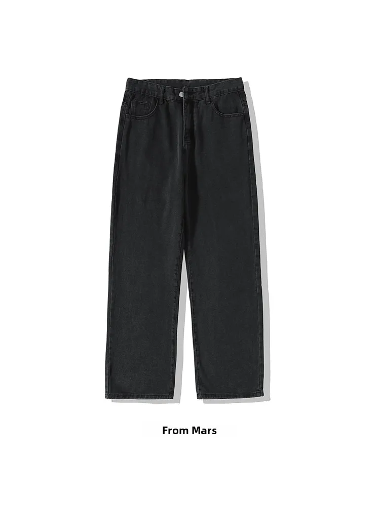 Vintage Washed Straight Leg Wide Leg Pants Loose Fit Jeans Men's Casual Trousers Couples Fashion Spring 2025