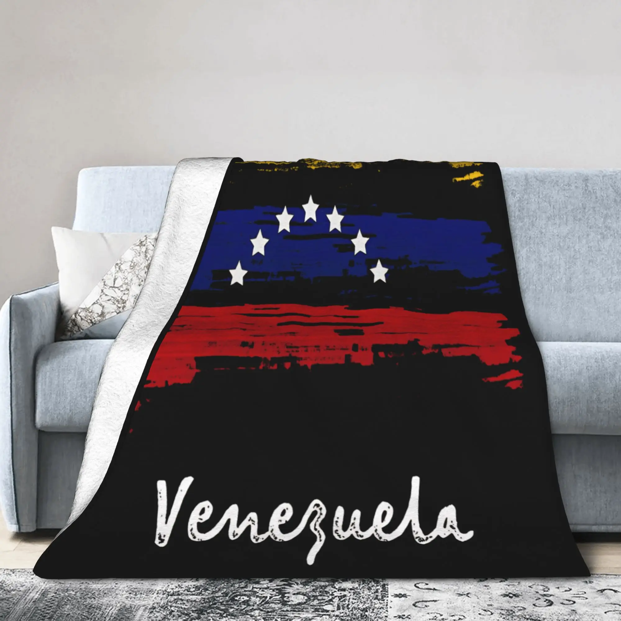 Venezuela 7 Star Flag Camiseta Franela Venezuela Flannel Blanket Warm Bedding Throws for Bedroom Travel Bedspread Sofa Bed Cover