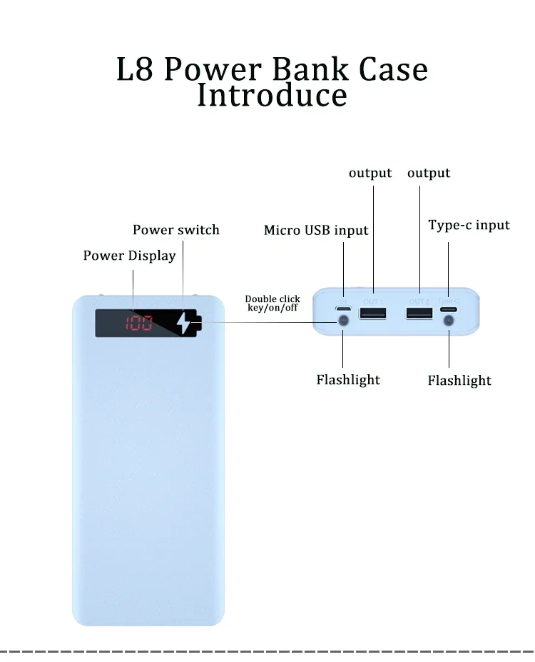 DIY Shell Dual USB Handy Ladegerät 18650 Batteriesp eicher box mit Taschenlampe 8 * Batterie halter Power Bank Fall