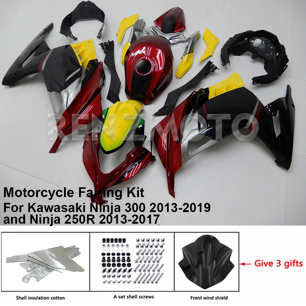 Motorcycle Fairing Accessory Fit For Kawasaki K0313-3001c Ninja 300 2013-2019 and Ninja 250R 2013-2017 Bodywork Decor Set