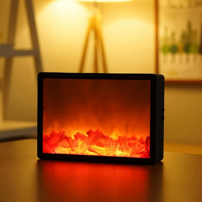 LED Fireplace Light Simulation Flame Light Nordic Style Decorative Fireplace Light Home Crafts Atmosphere Night Light-ABFB