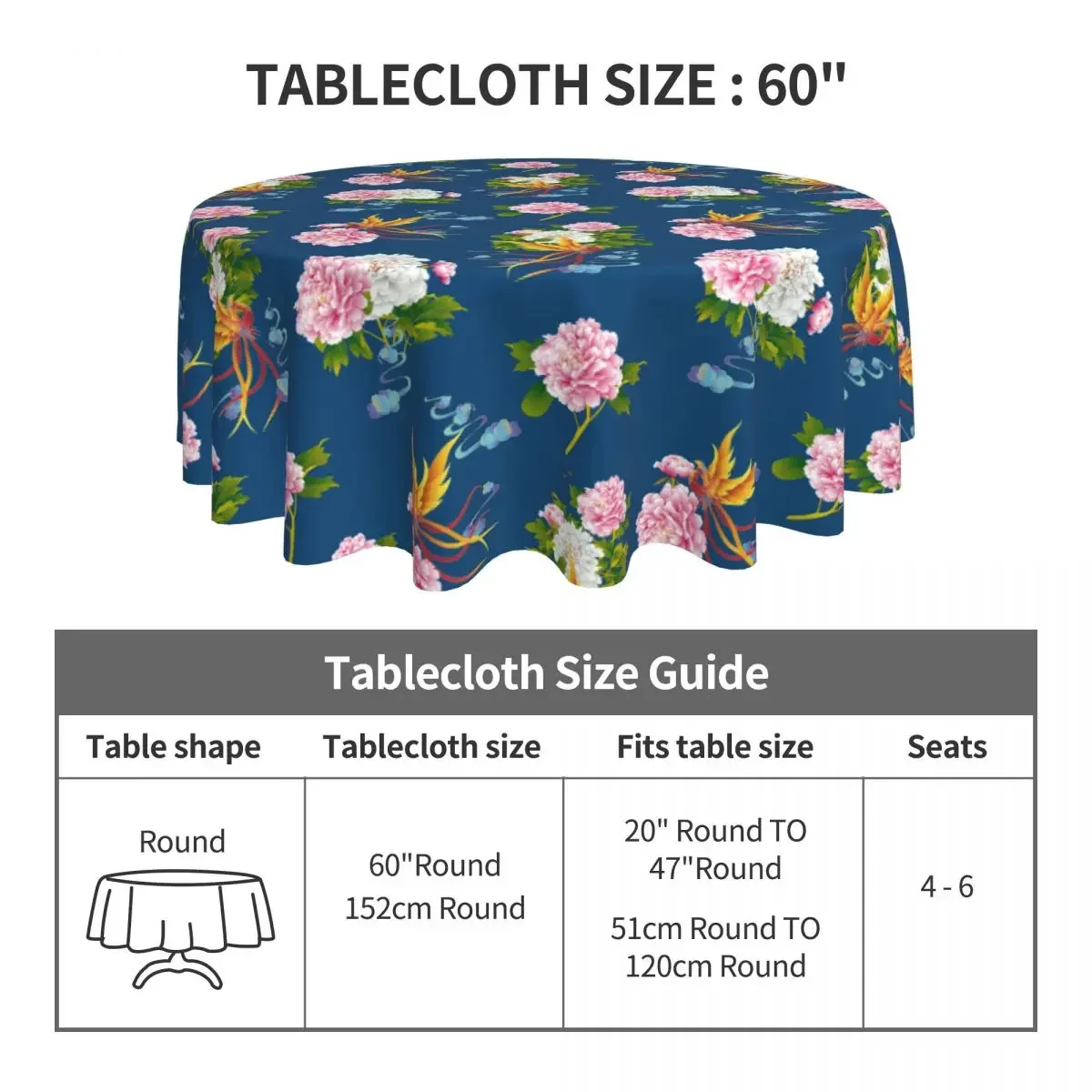 Northeast Flower Printing Round Tablecloth Floral Printed Table Cover For Banquet Christmas Party Modern Protection Table Cover