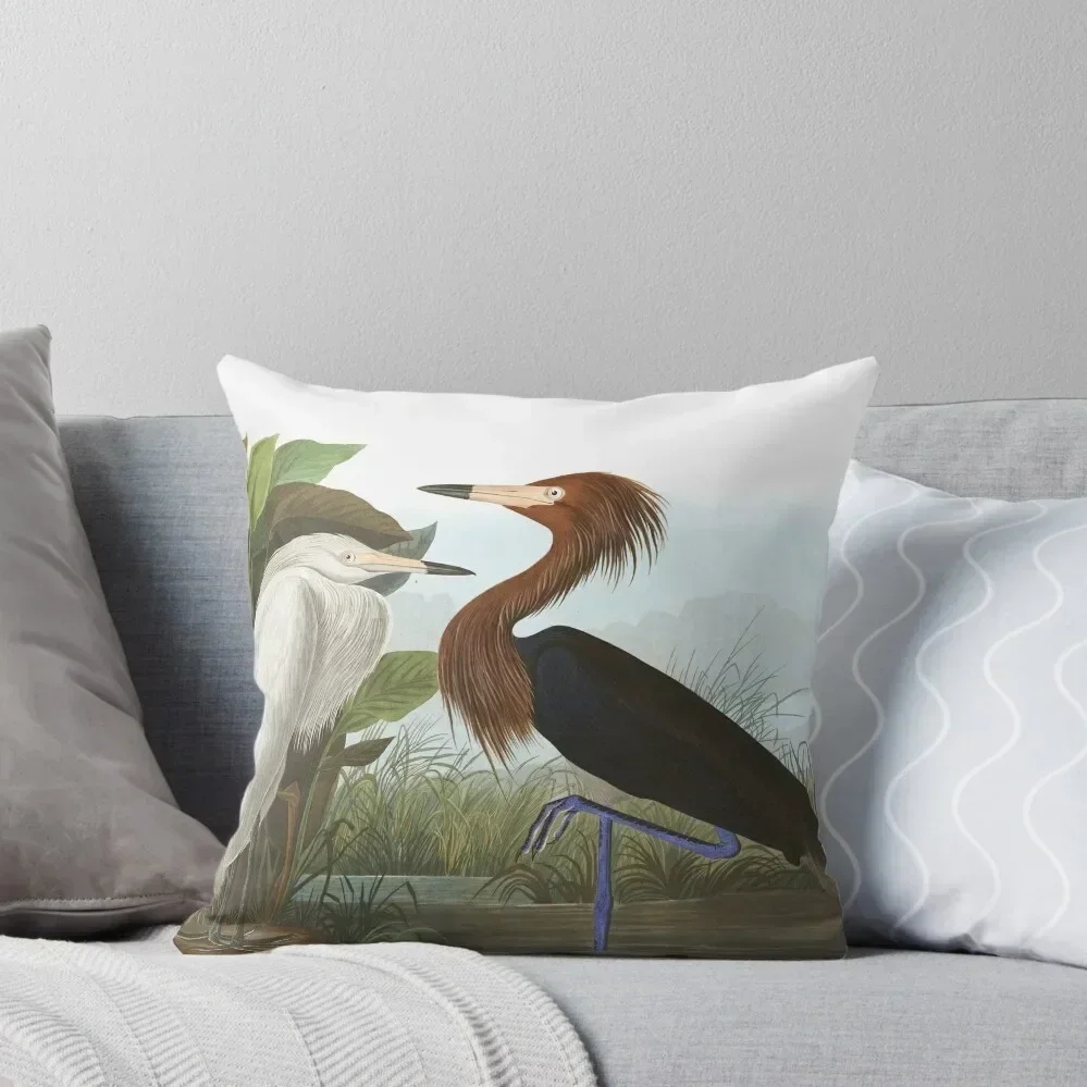 Reddish Egret - John James Audubon Throw Pillow Luxury Cushion Cover Pillow Cases covers for pillows pillow