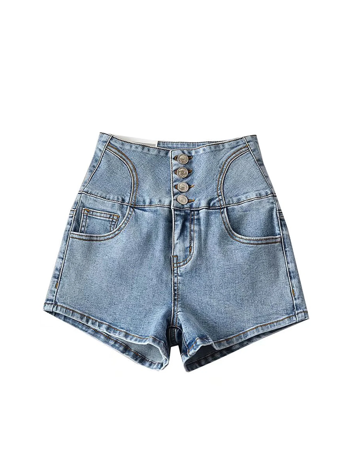 Women's Light Blue Y2k Gyaru Denim Shorts Vintage Harajuku Hot Jeans Shorts High Waist Cowboy Short Pants 2000s Clothes Summer