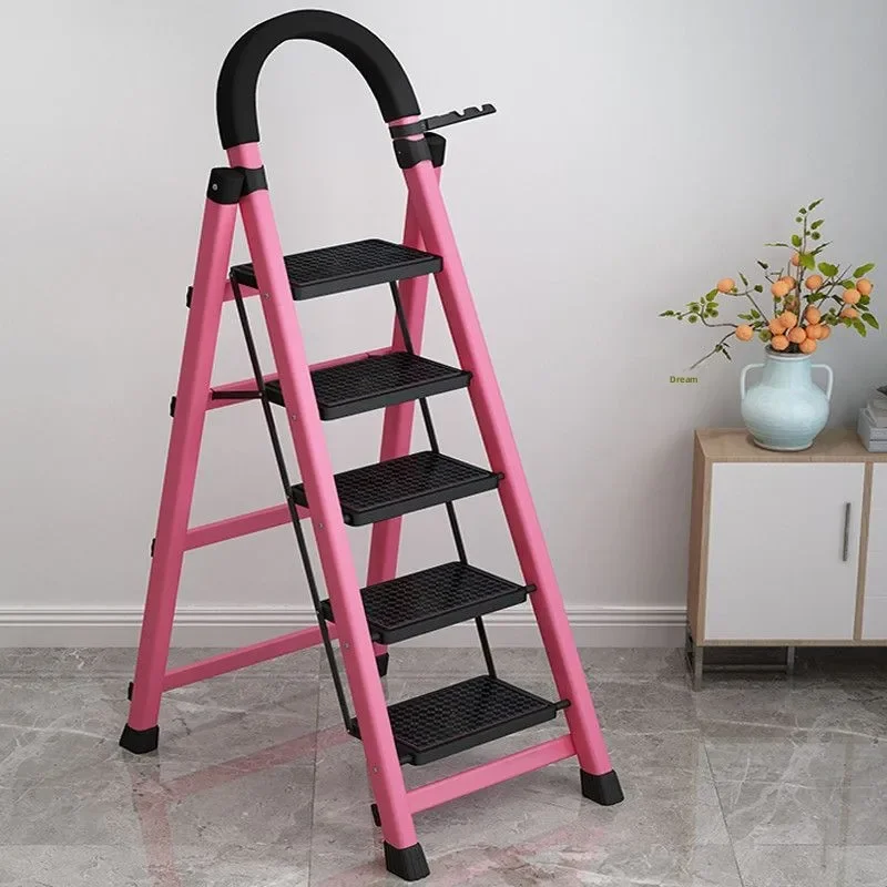 Folding Household Step Ladder 4 5 6 Steps Multi Purpose Trestle Lightweight Tall Folding Ladder for Loft Indoor Use