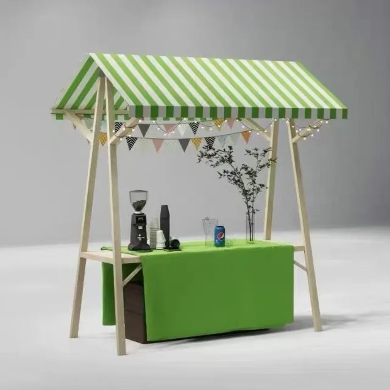 Booth display stand Foldable stall mobile, outdoor market Night market Portable promotion Float wooden frame