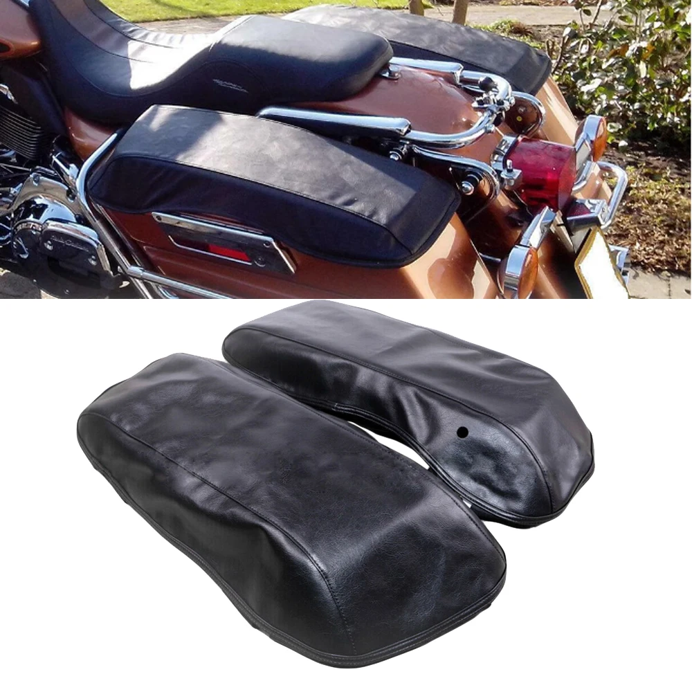 Black Hard Saddle Bags Lids Cover Motorcycle Saddlebag Lid Guard For Harley Touring Street Electra Glide Road King 2014-2018