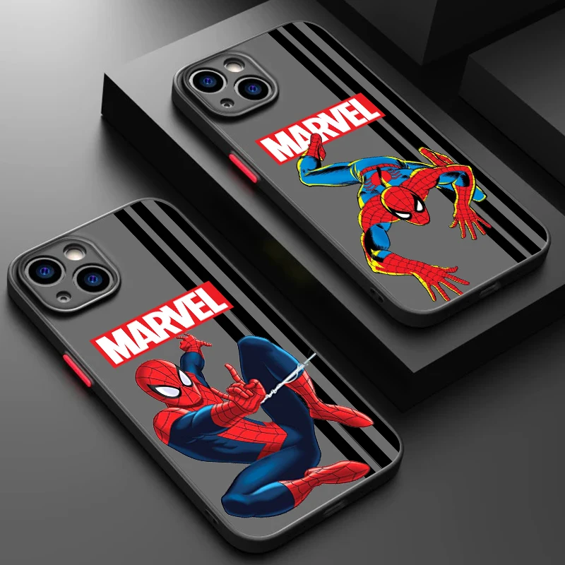 SpiderMan Deadpool Heroic Frosted Translucent For Apple iPhone 16 15 14 13 12 11 XS XR X Pro Max Plus Mini Back Phone Case