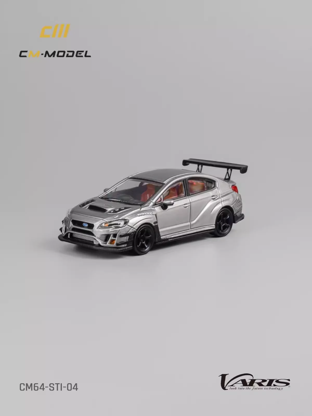 CMModel 1/64 STI Varis Widebody Diecast With replacement wheel Metallic silver