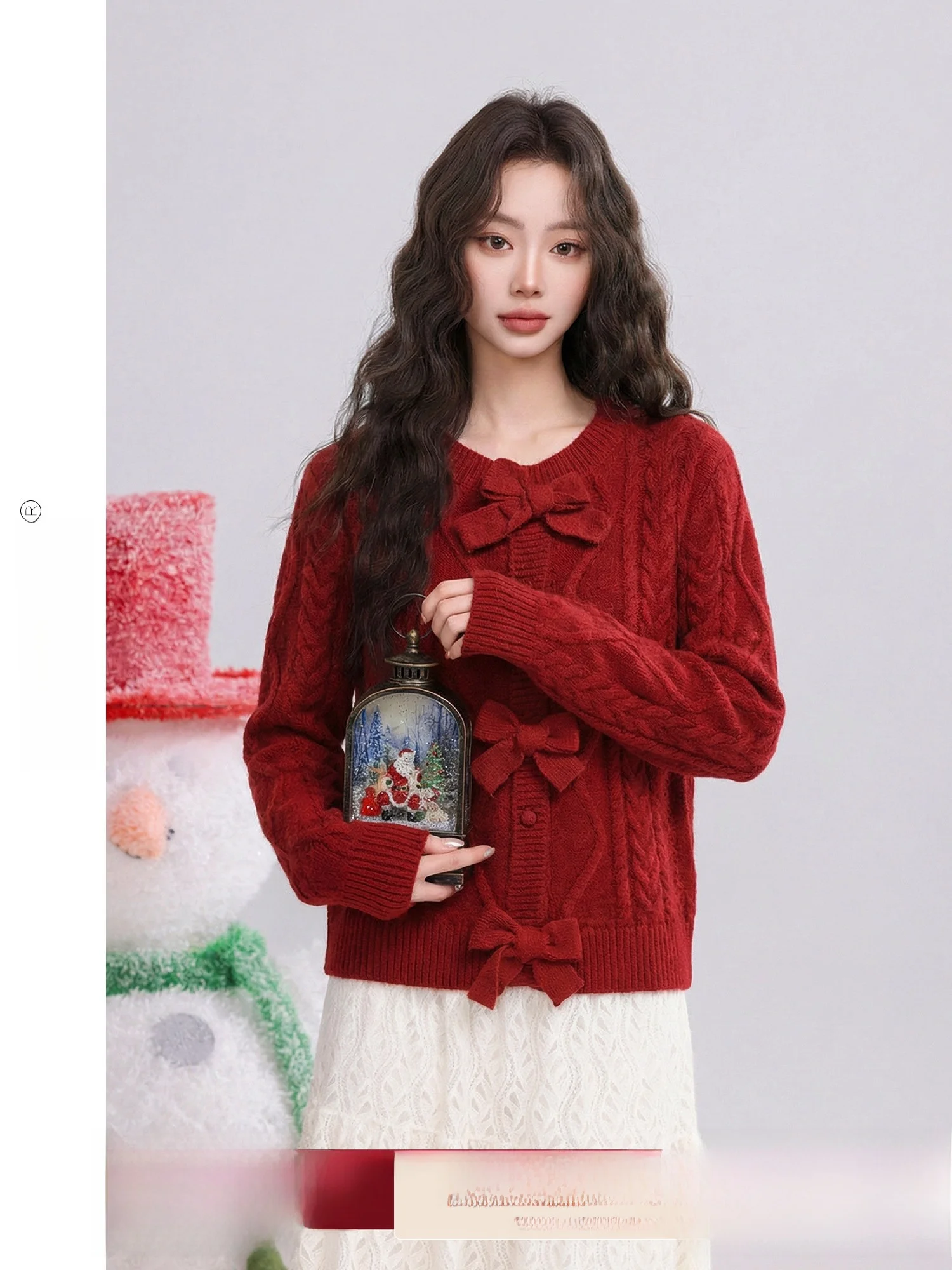 

Красный вязаный свитер женский свободного кроя, зимний, модный, с узором «косичка», для новогодней атмосферы, повседневный, прямой крой, топ-труба