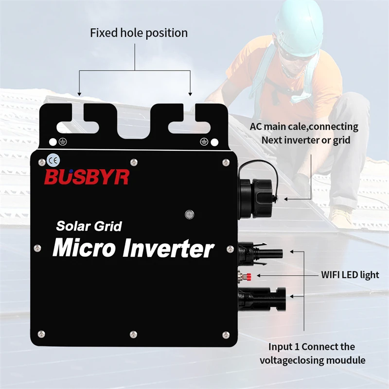 BUSBYR 300W 350W Micro Solar Panel Smart Inverter MPPT 400W Smart Micro Inverter Rated Output 120V/230V IP65 Waterproof