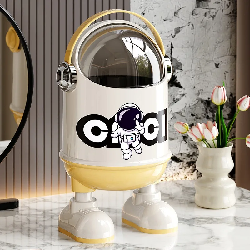 

Desktop Trash Can High Value with Lid Astronaut Dust Storage Bucket Office Storage Bucket Paper Basket