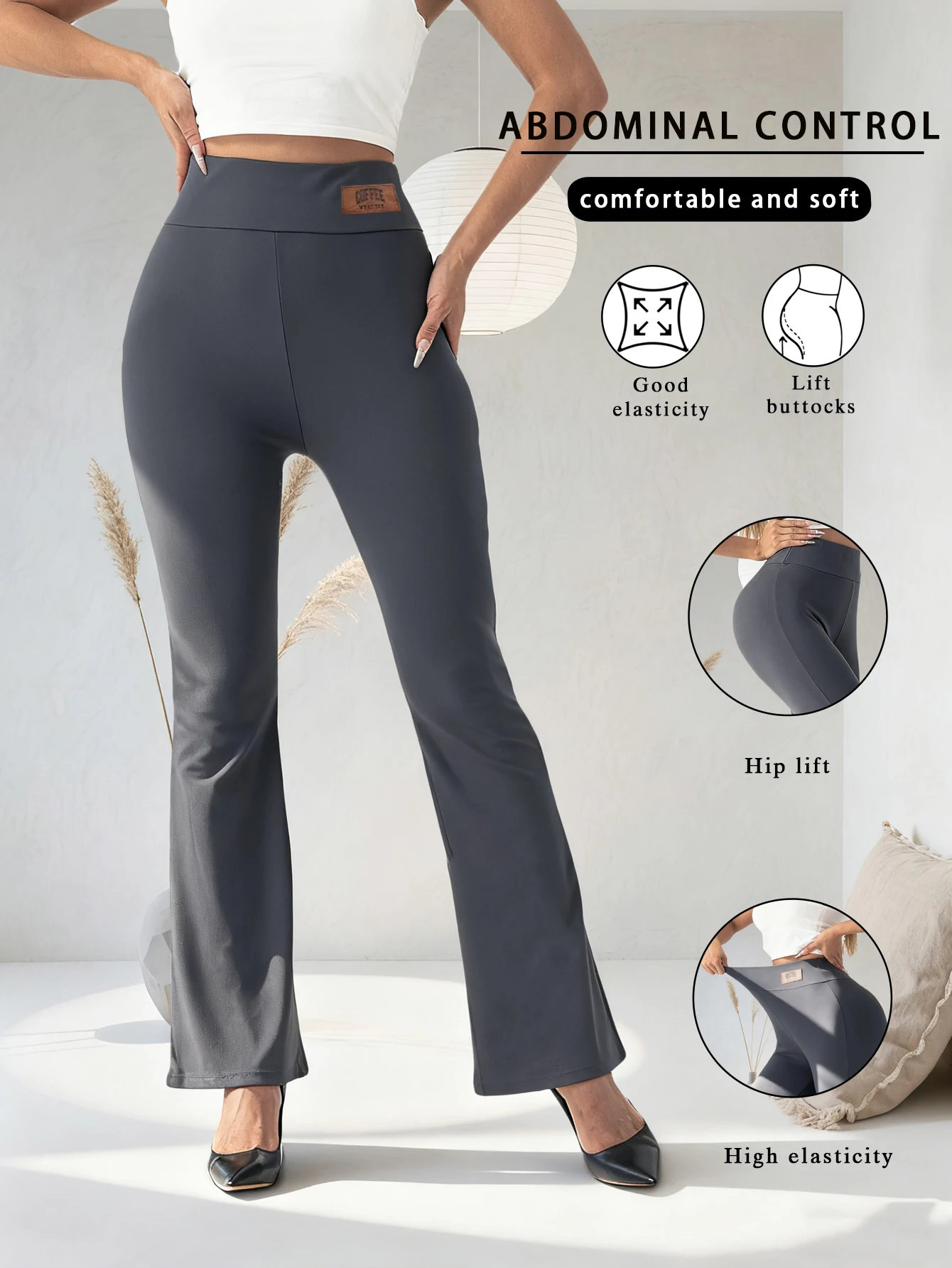 

Женские леггинсы с высокой талией, расклешенные, с эффектом подтяжки бедер, из комфортной ткани, для йоги, фитнеса, тренировок, повседневной носки