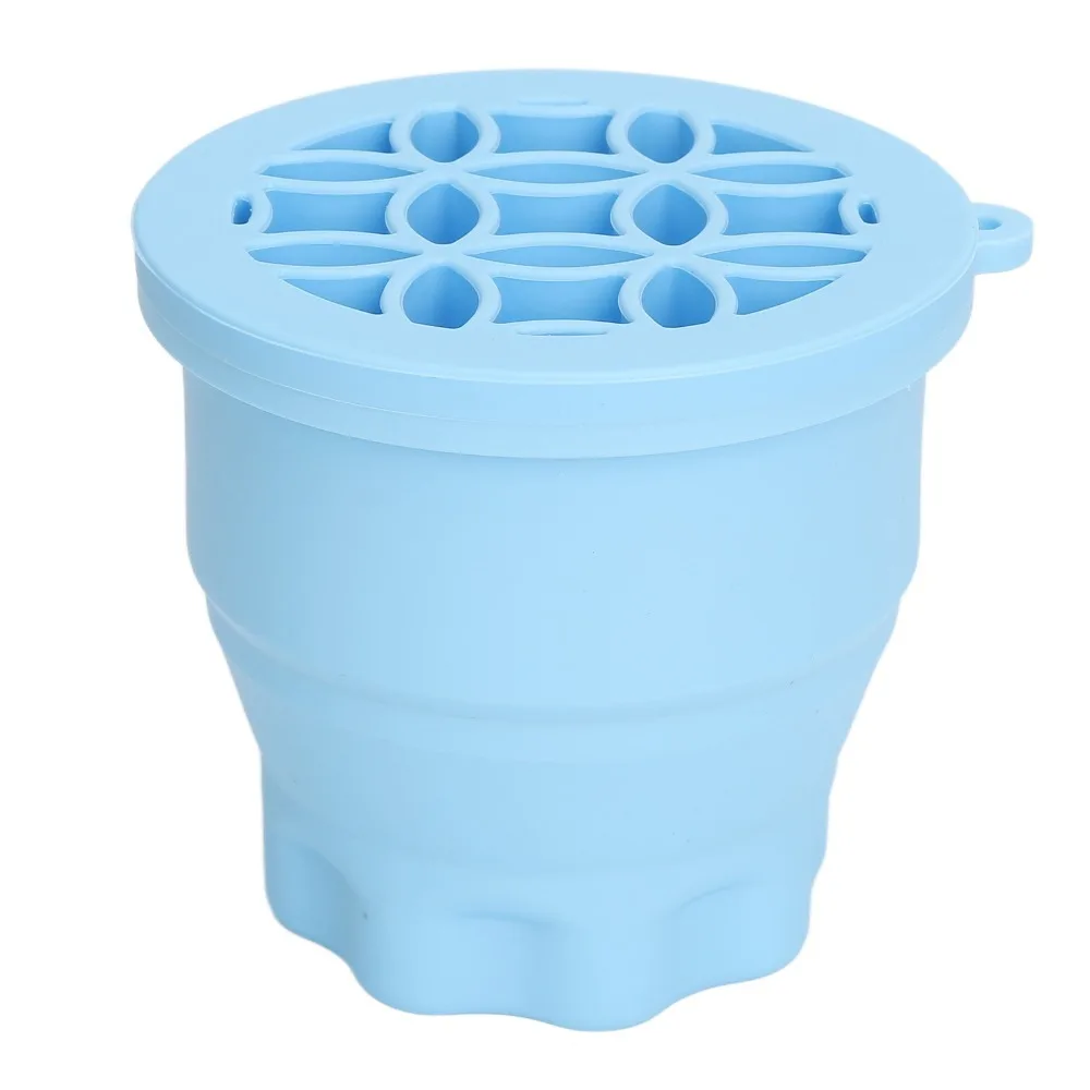 2 In 1 Integrated Makeup Brush Cleaning Mat Blue Silicone Portable Travel Friendly Silicone Brush Drying Rack