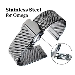 Premium 20mm Stainless Steel Watch Strap for Omega Seamaster 007 Milanese Mesh Metal Bracelet Folding Buckle Band Accessories