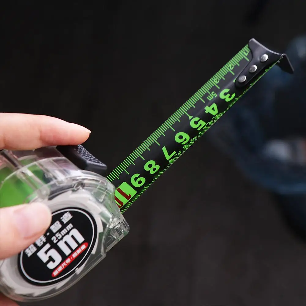 قابل للسحب الذاتي قفل شريط القياس الفلورسنت عالية الدقة أشرطة القياس متري الصلب النجارة #5