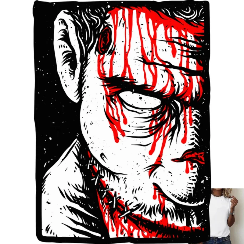 Halloween Horror Bloody Zombie Head Heat Transfer White Ink Iron - on Patch, Personalized Dark Style DIY for Clothing, T -