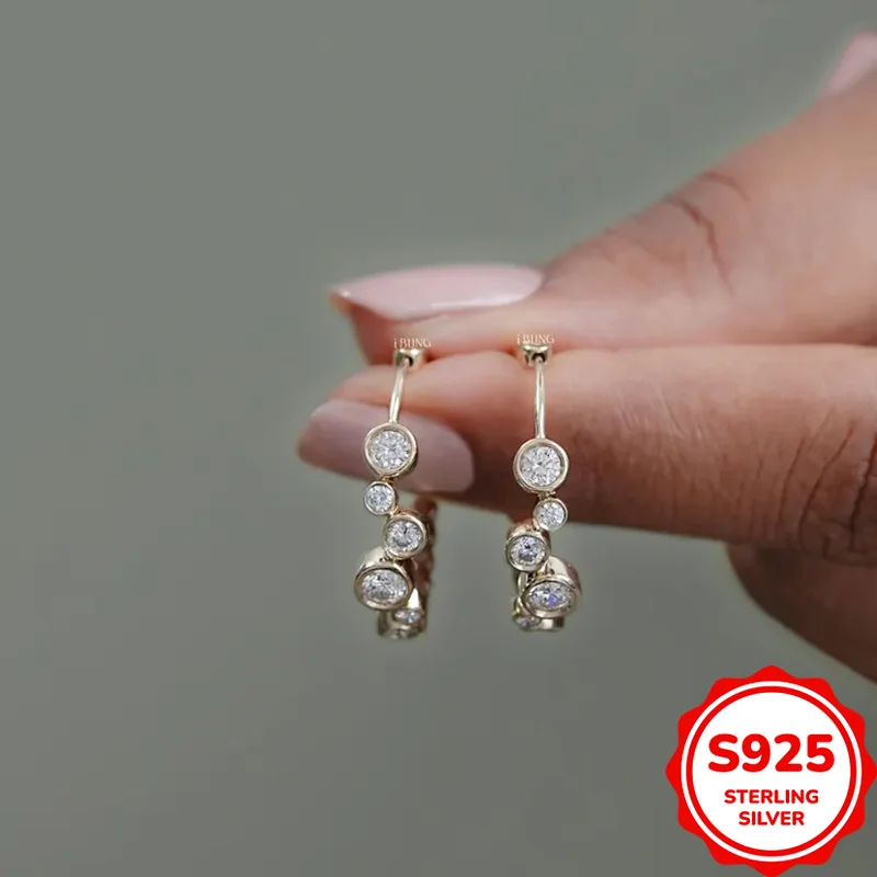 

Fashionable and Versatile Genuine S925 Silver Irregular Yellow Women's Earrings Commuting Personality Trend