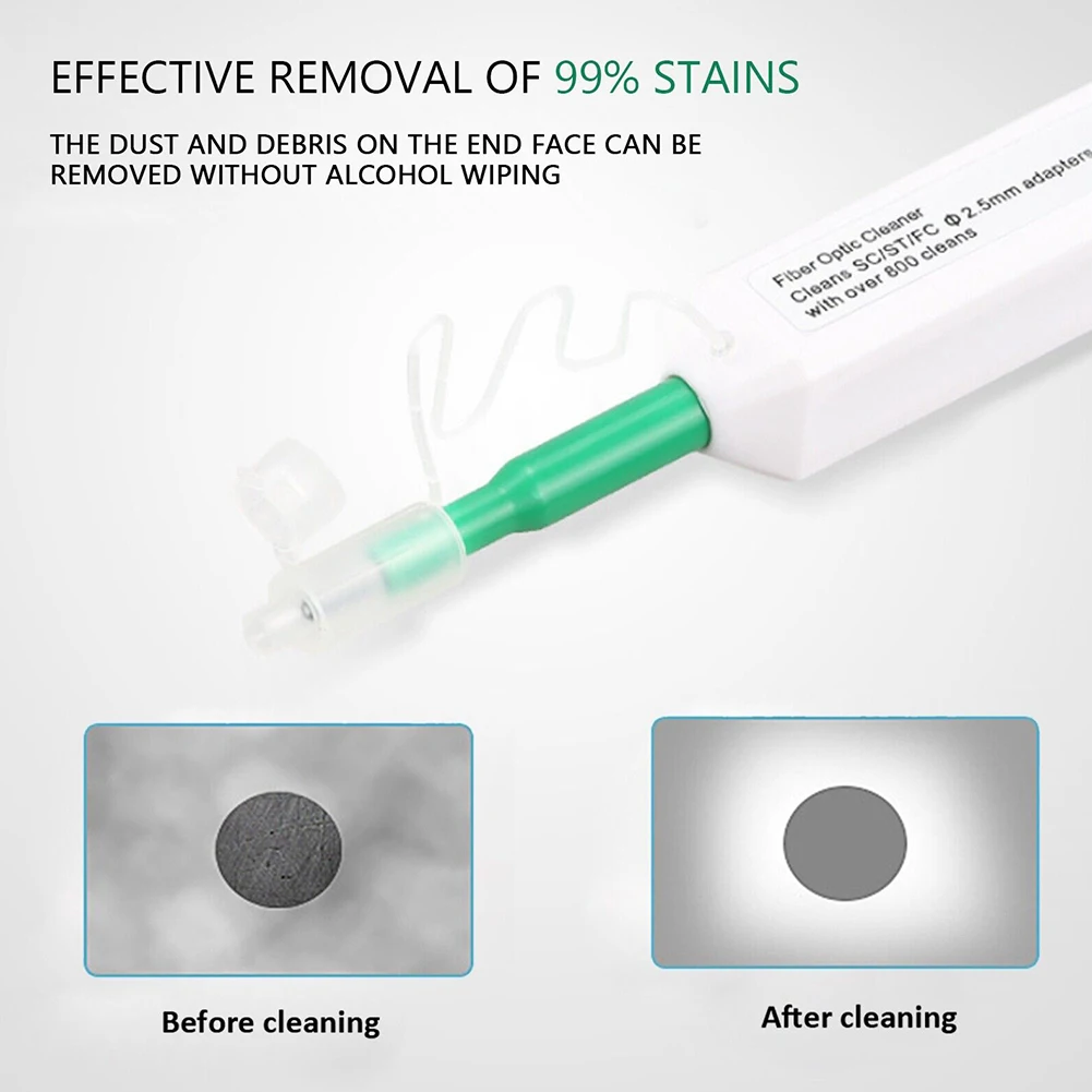 For Use With ST Connectors Fiber Cleaner Optical Cleaner 2.5mm One-Click Fiber Optic Cleaning Pen Antistatic Resin