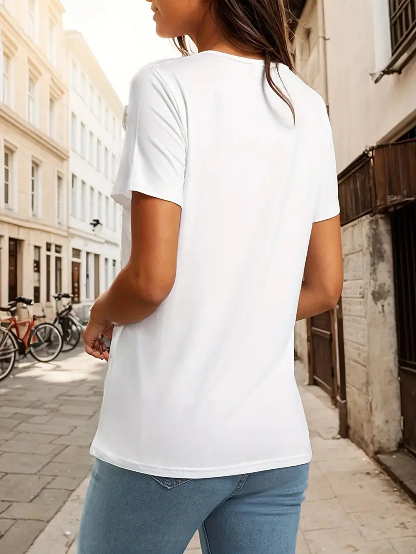 Manica girocollo da donna con stampa grafica scientifica con fiaschette da laboratorio dal design "I Love Science", tessuto elasticizzato traspirante per la corsa