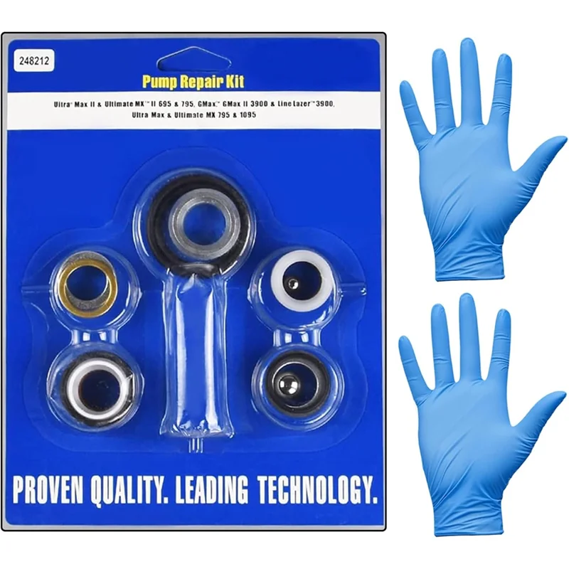 

【Косберегающий】Набор для ремонта насоса 248212 с перчатками, подходящий для Max II 695 795 Linelazer 3900, безвоздушный