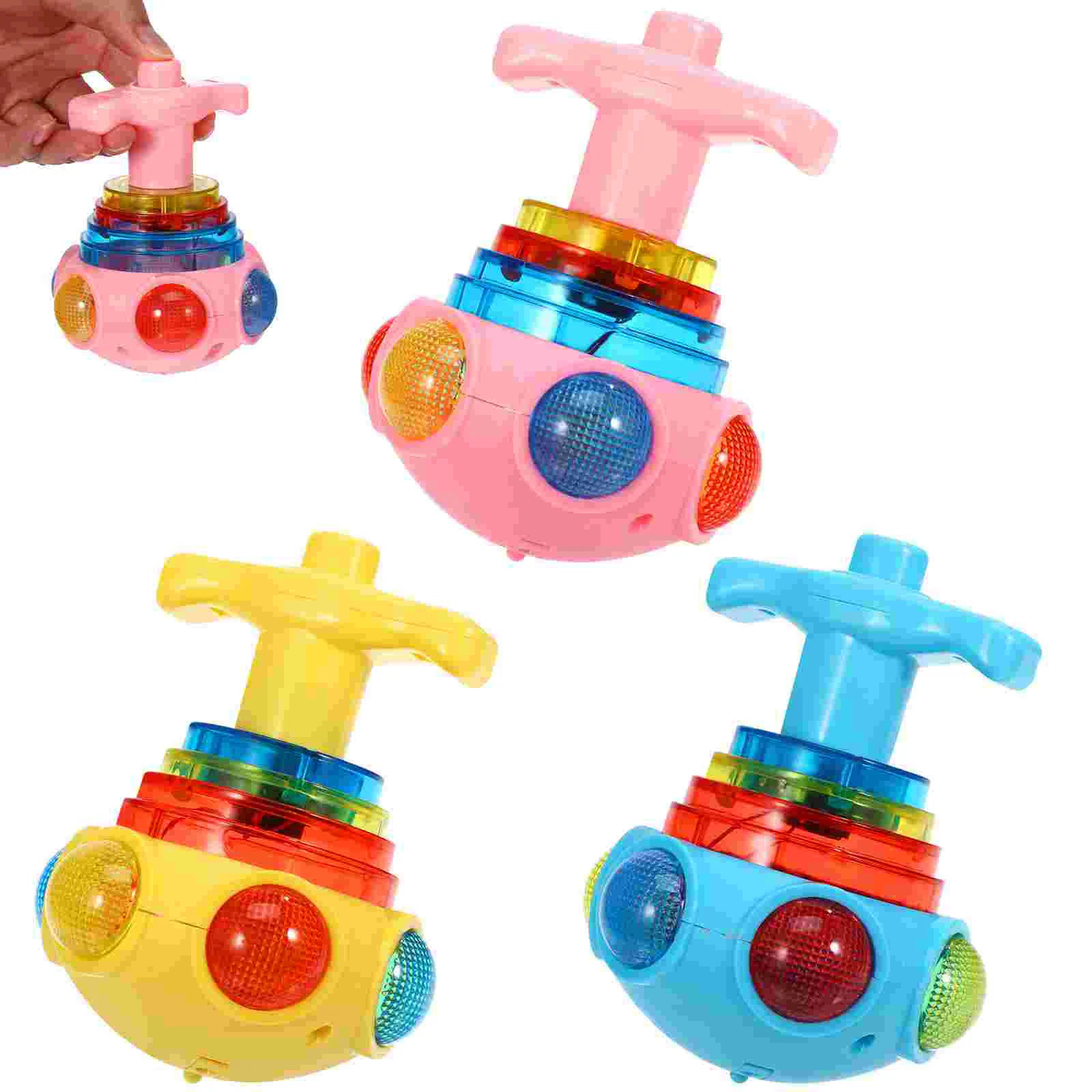 3 Pcs Game Toy LED Gyro Flashing Music Toys Electric Rotate Gyroscope Shine Colorful Kid