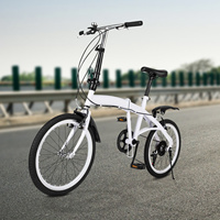 20'' Folding Bike,Portable Adult Teenager Youth Bicycle 6 Speed,Height Adjustable Double V Brake Pedal Bicycle Cruiser Bicycle