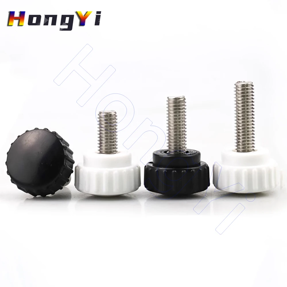 M3 - M8 Hand Knob Screws 304 Stainless Tightening Thumb Screw Round Head Plastic Knurled Thread Clamping D14 D18 D25 Nuts Knob