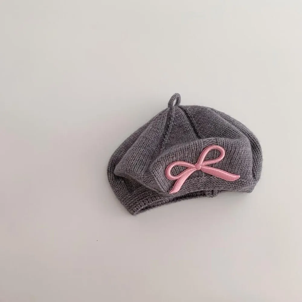 

Fashion Cute Bowknot Knitted Hats Comfortable Warm Beanies Cap Windproof Beret Hat Toddler