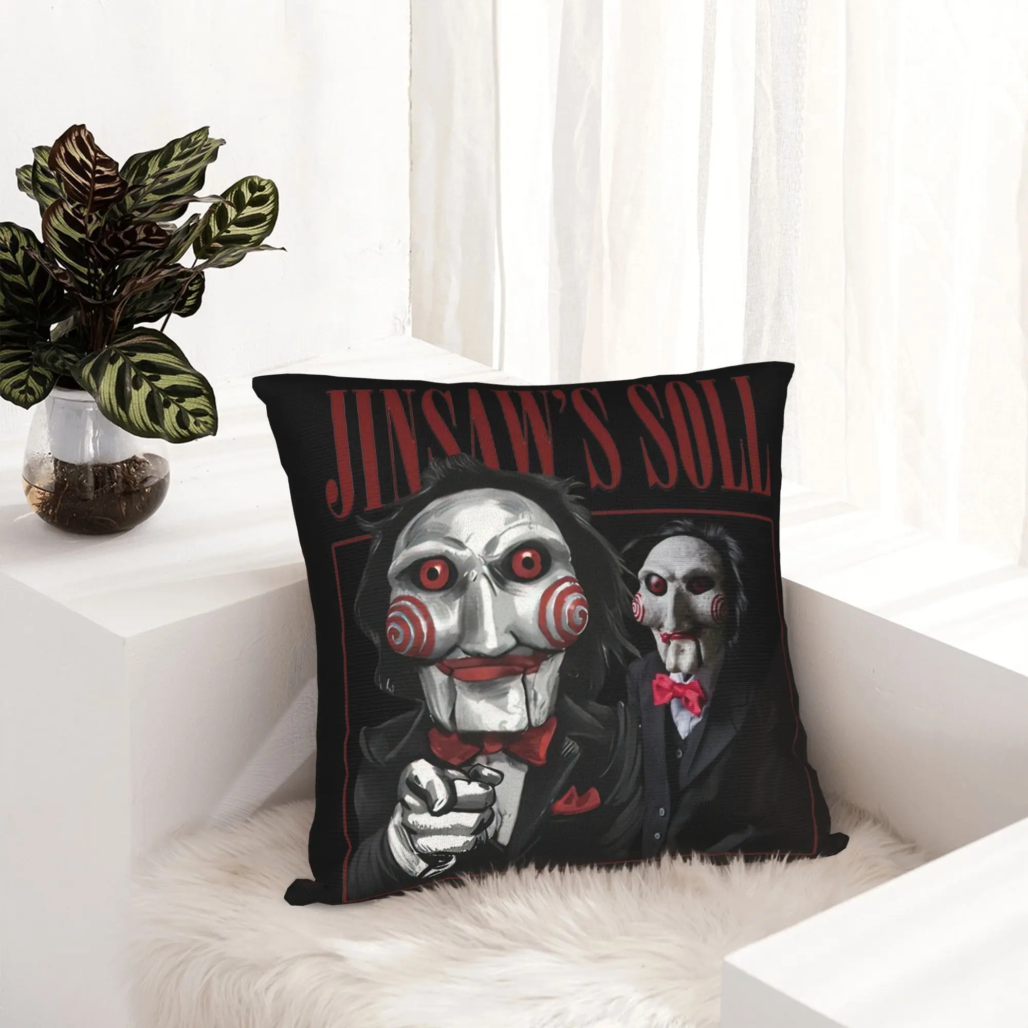 Saw Jigsaw Horror Pillowcase Double-sided Printing Polyester Cushion Cover Decorative Throw Pillow Case Cover Home Square 45*45