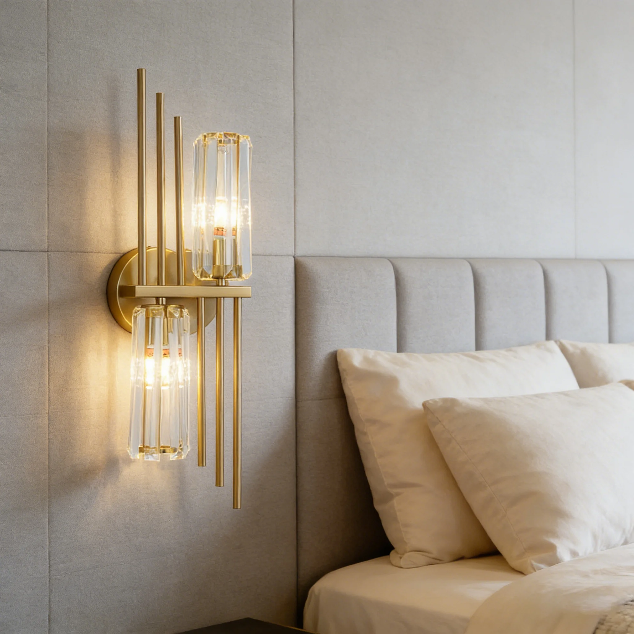 

Postmodern Crystal Gold Wall Lamp Luxury Living Room LED Indoor Lighting Simple Bedroom High-end Background Fixtures