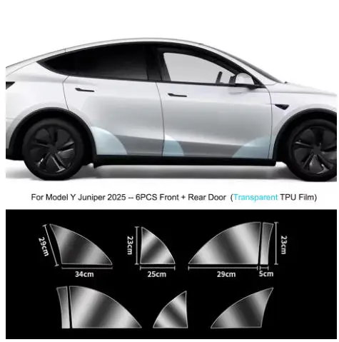 TPU Unsichtbare Transparente Folie für Tesla Model Y Juniper 2025 Vordere und Hintere Türkanten Kratzfeste Schutzfolie aus TPU