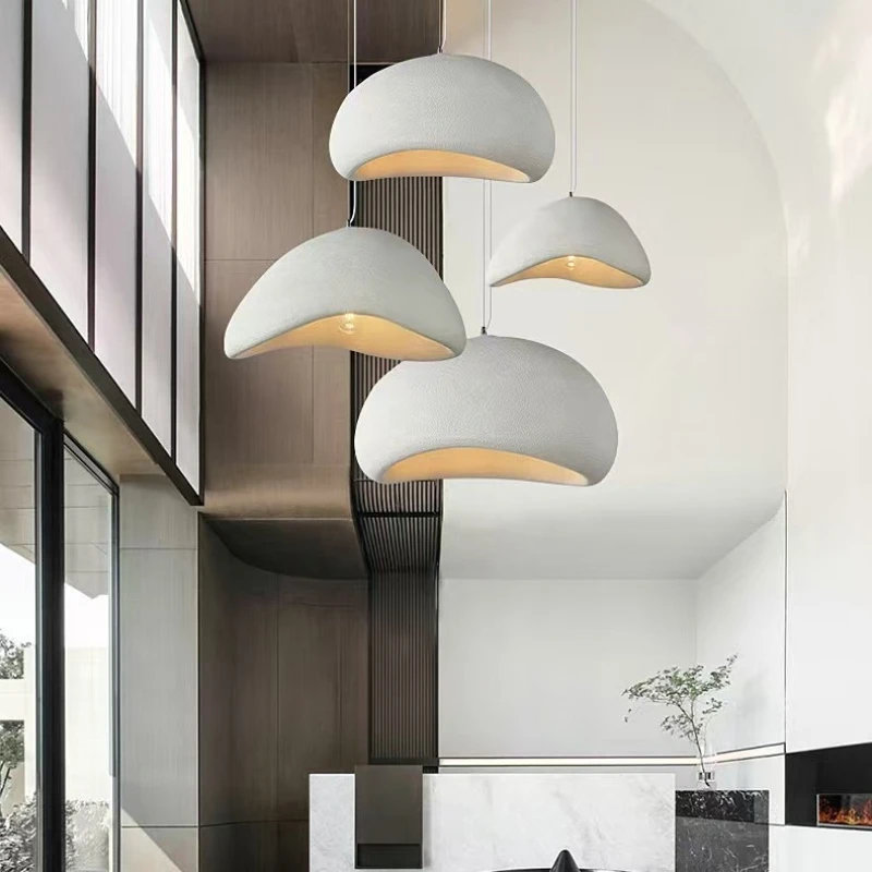 Wabi-Sabi Cloud Resin LED Pendant Lights Atmoshere Decorative Interior Restaurant Cafe Living Room Bedroom Retro Hanging Lamps